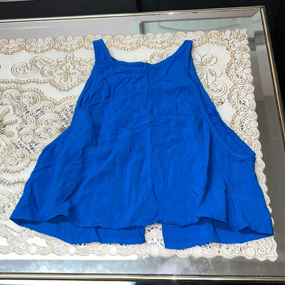 American Apparel Lulu blue open back cropped tank top